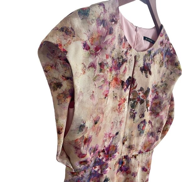 Black Halo Yoomi Floral Cap Sleeve Sheath Dress Watercolor Floral Blush Size 12 - Picture 14 of 16